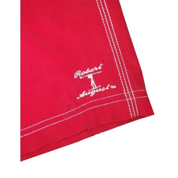 Men's Robert August Surf Swim Trunks Red Shorts - Picture 4 of 8